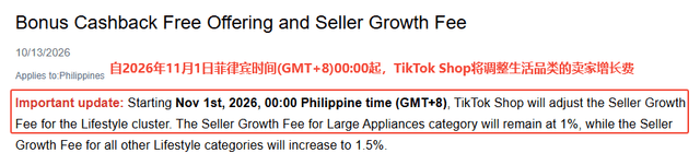 11月1日生效！TikTok Shop菲律宾费率变天，这类卖家利润要被吃掉了