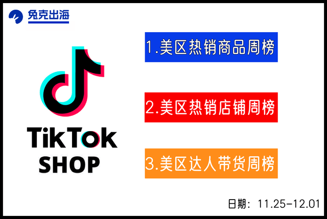 美区TikTok小店一周榜单排名来了！（11.25-12.01）