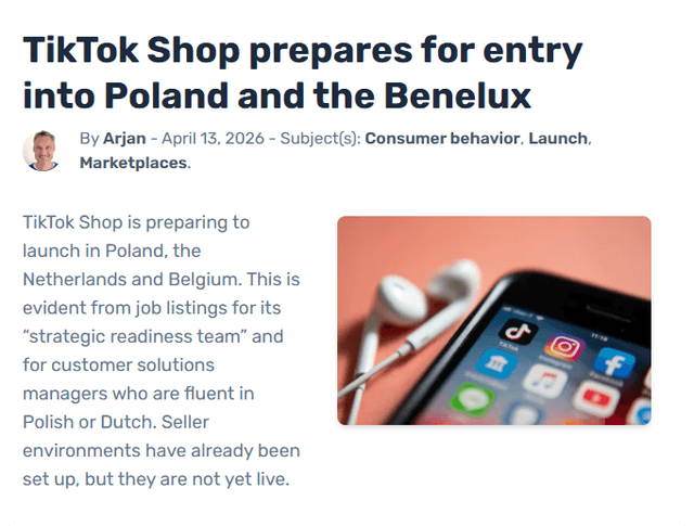 TikTok Shop再落三子!波兰、荷兰、比利时即将加入“购物车”