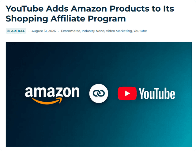 Noch ein Weg zur Monetarisierung: YouTube-Shopping-Partnerprogramm wird an Amazon angebunden.